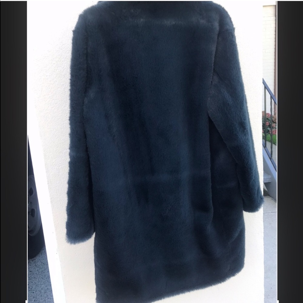NWT MNG Mango Faux Fur 🖤  Royal Turquoise Coat XS - Picture 10 of 11